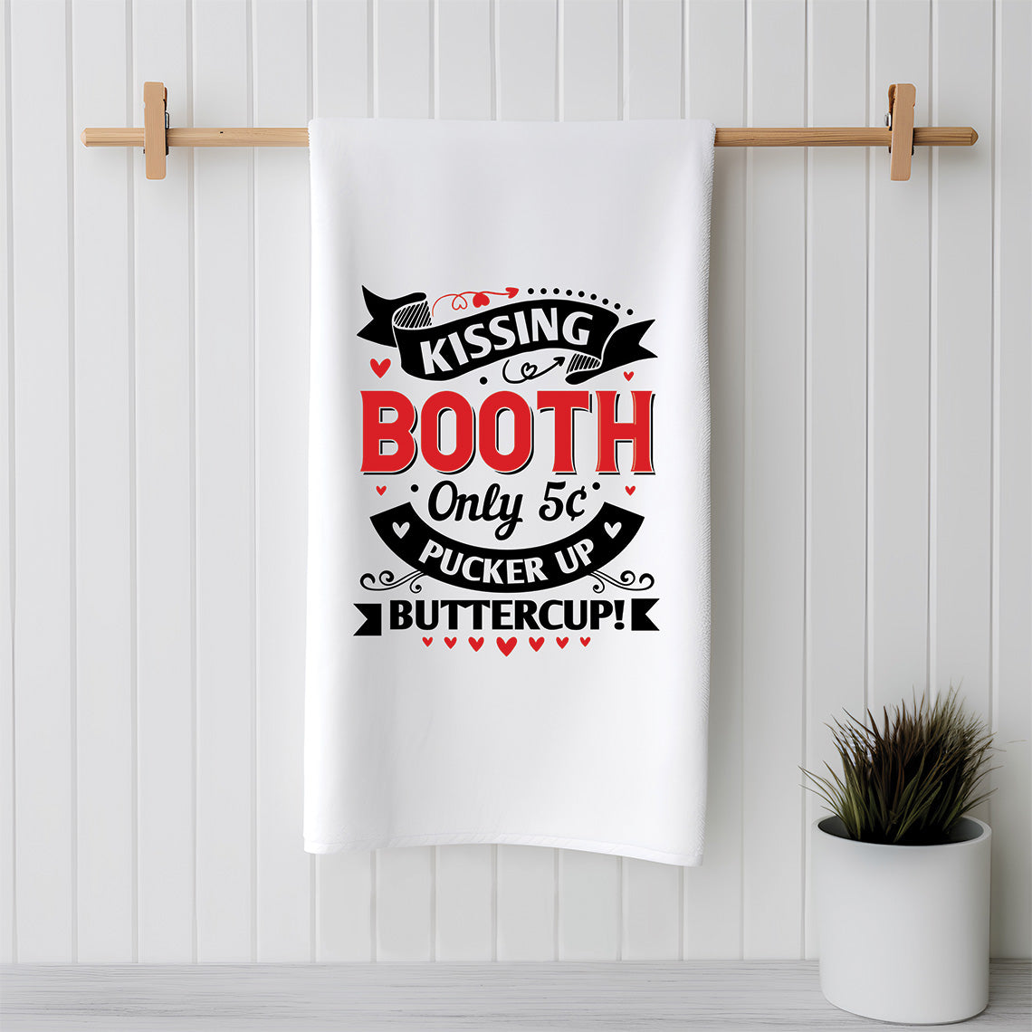 Kissing Booth, Valentine's Day, - Funny Snarky Sack Flour Kitchen Towels, Valentine's Day Gift