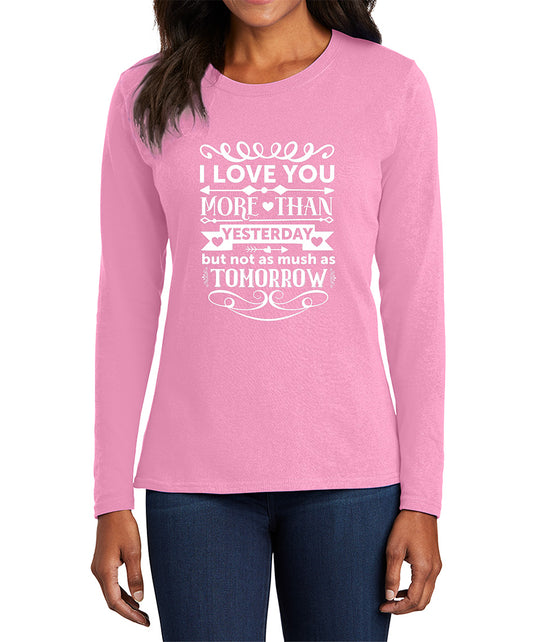 Trendy Ladies Long Sleeve Valentine’s T-Shirts – I Love You