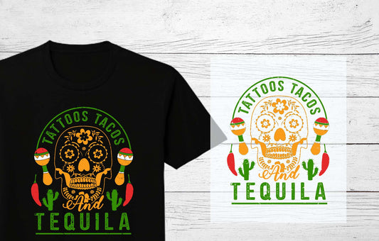 Ready to Press DTF Transfer  | Cinco De Mayo - Tattoos, Tattoos, Tequila